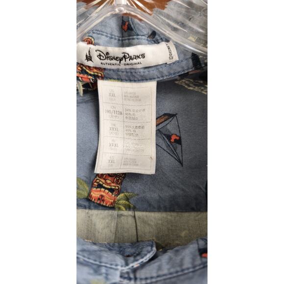 Disney Parks MICKEY MOUSE TIKI ALOHA Hawaiian Shirt Blue Mens XXL - Picture 4 of 6